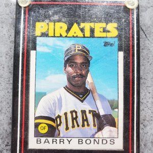 1986 Topps Barry Bonds Rookie Card #11T PIRATES RC Encased in plexiglass